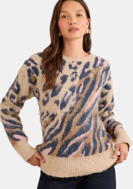 love & roses Sveter  béžová / tmavomodrá / sépiová / ružová