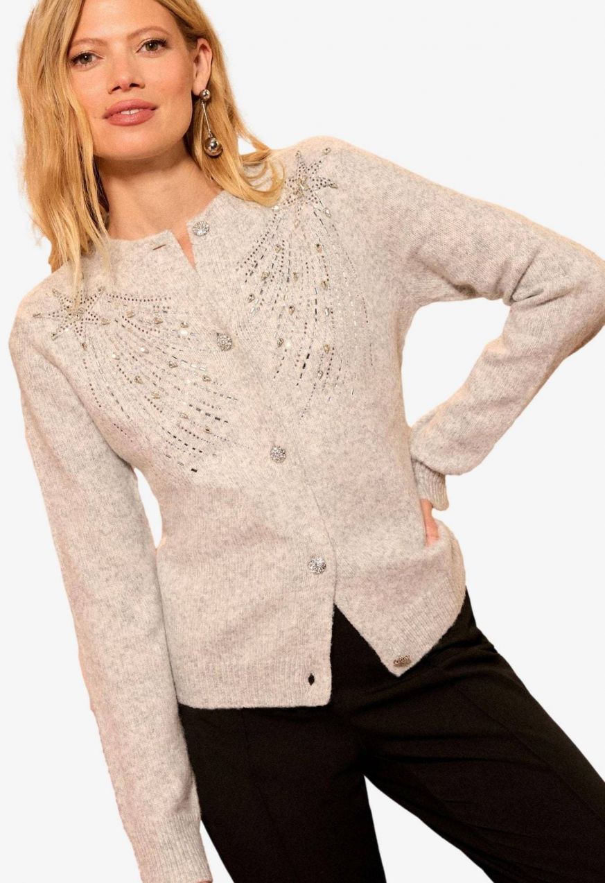 love & roses Kardigán  sivobéžová / perlovo biela