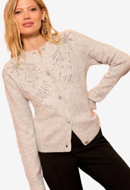 love & roses Kardigán  sivobéžová / perlovo biela