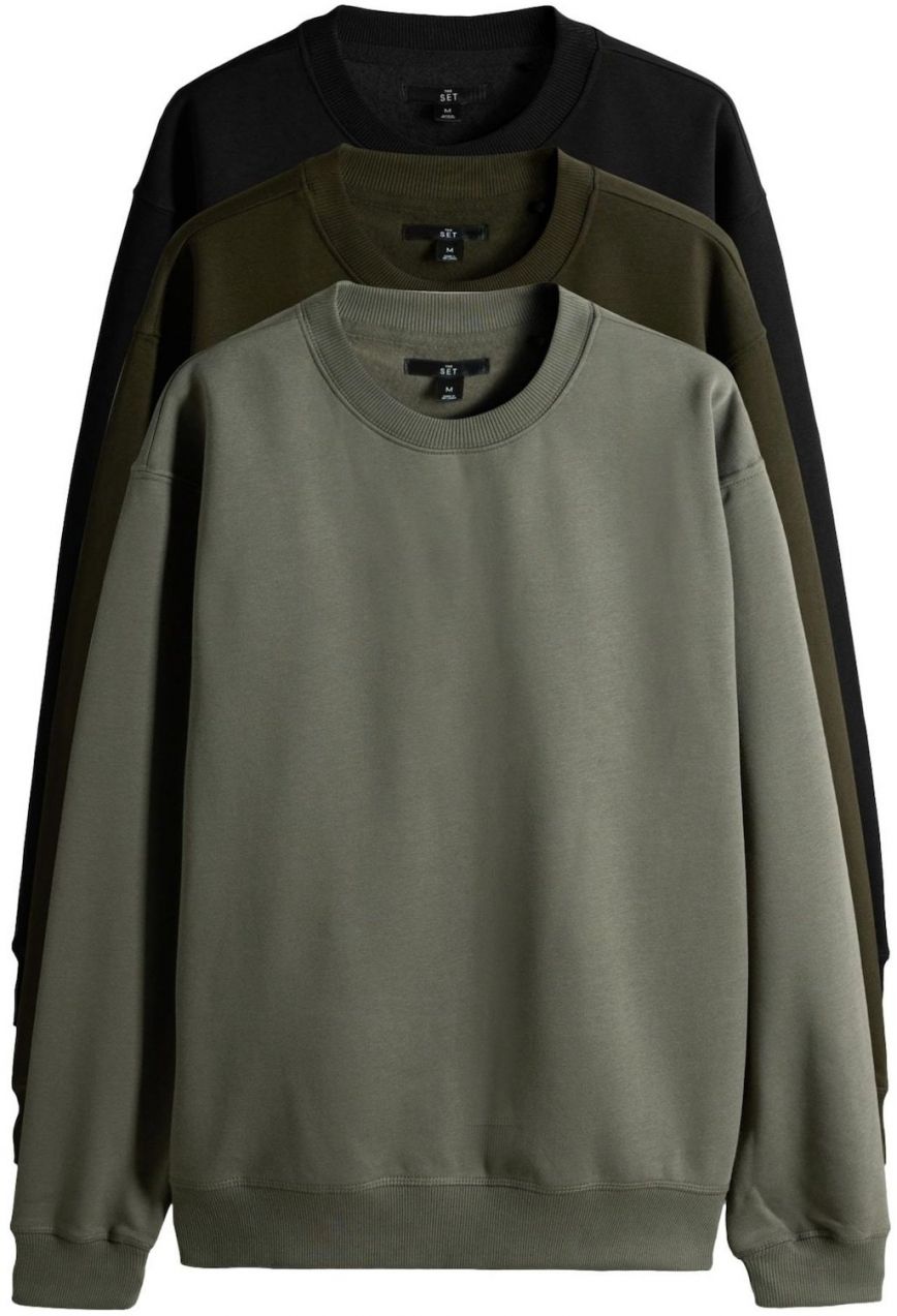 The Set Mikina  olivová / tmavozelená / čierna