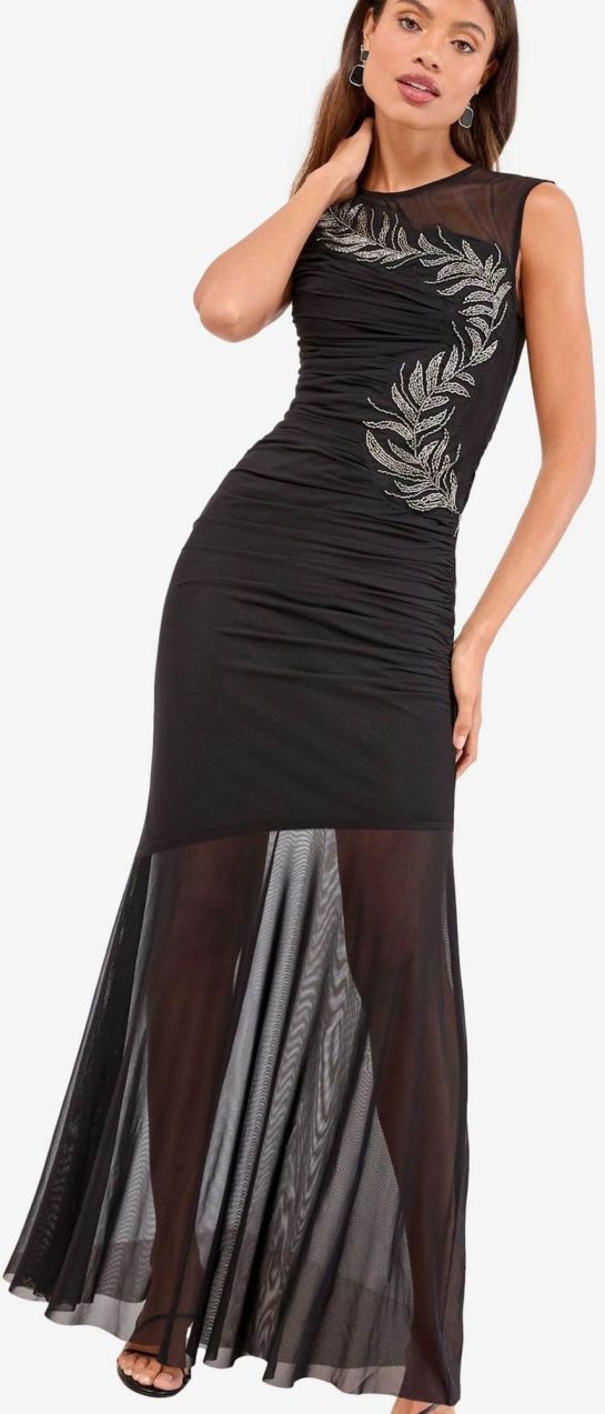 Lipsy Večerné šaty  čierna / strieborná