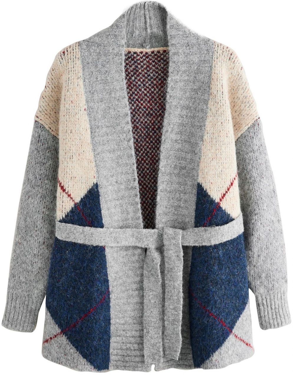 Next Kardigán  béžová / námornícka modrá / sivá melírovaná