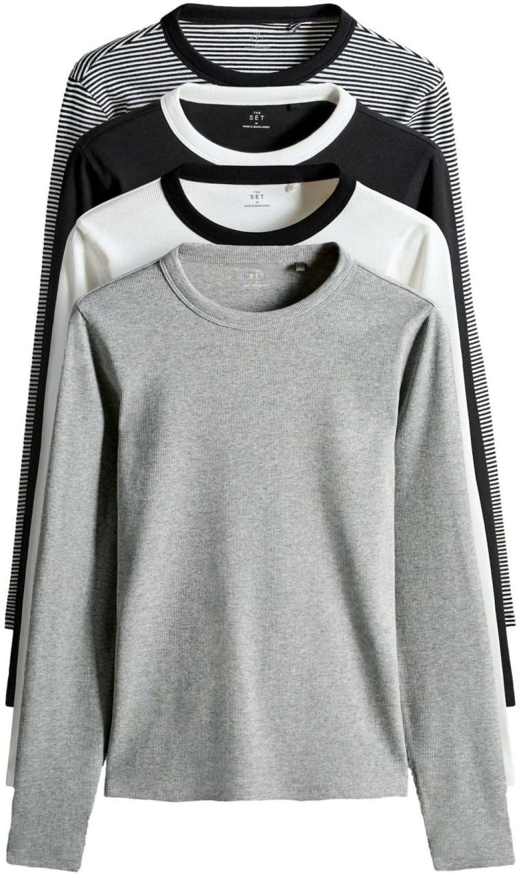 The Set Tričko  kamenná / čierna / biela