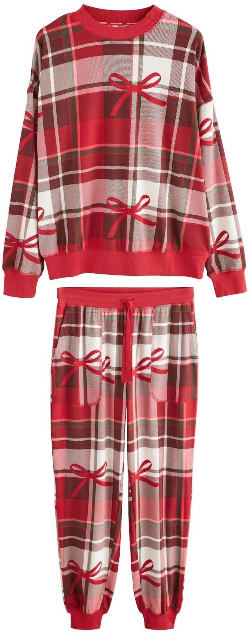 Next Pyžamo  olivová / krvavo červená / vínovo červená / biela