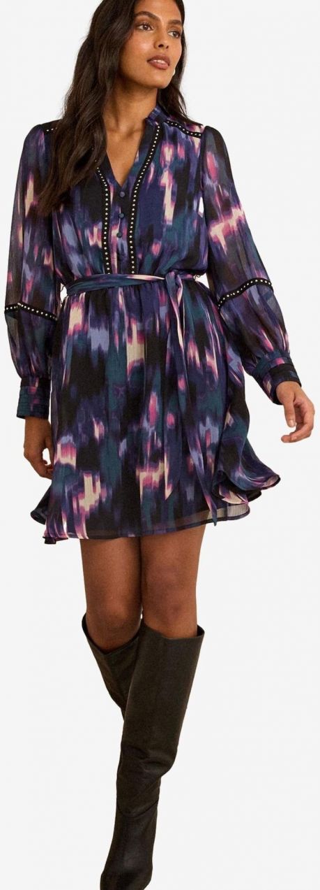 love & roses Košeľové šaty  béžová / fialová / ružová / čierna