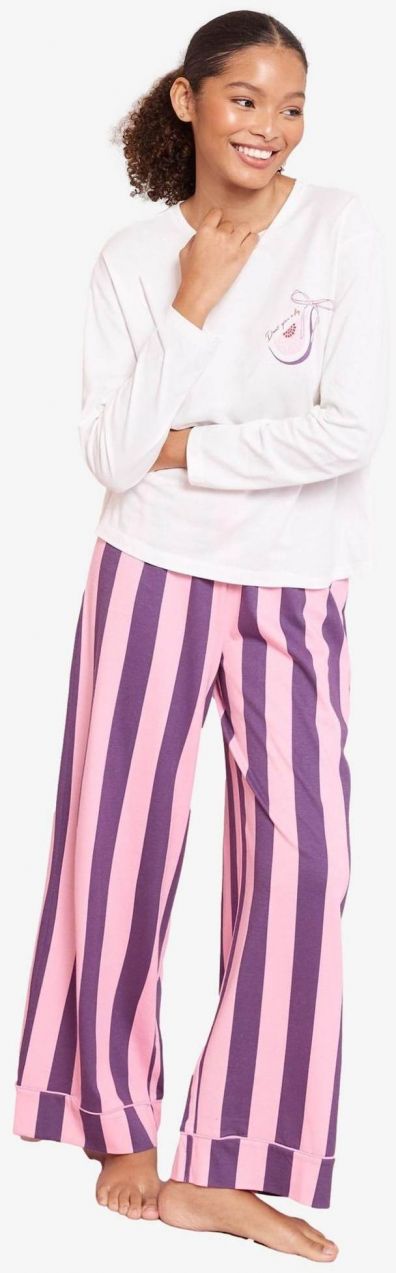 Friends Like These Pyžamo 'Dont Give A Fig'  fialová / ružová / tmavočervená / biela