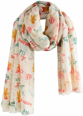 Next Šatka  zlatá / zelená / oranžová / biela ako vlna