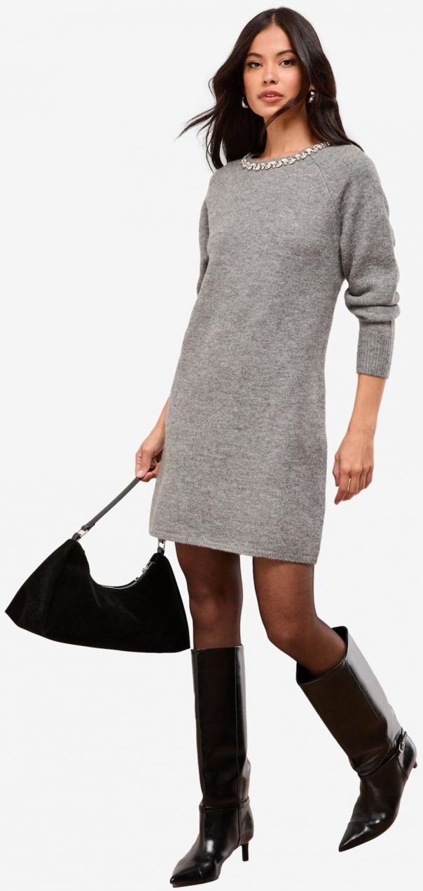 Lipsy Pletené šaty  sivá melírovaná