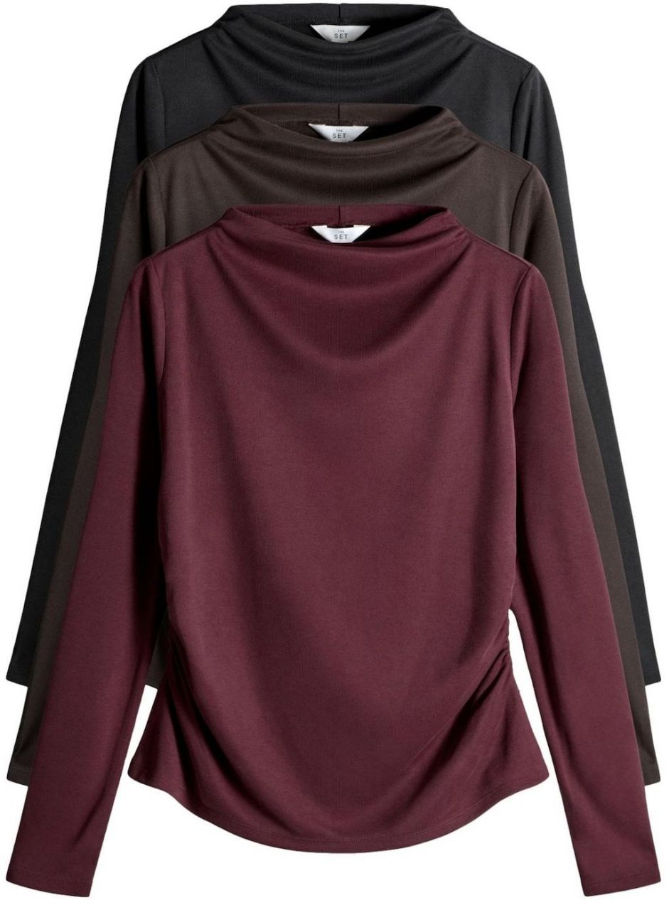 The Set Tričko  hnedá / burgundská / čierna
