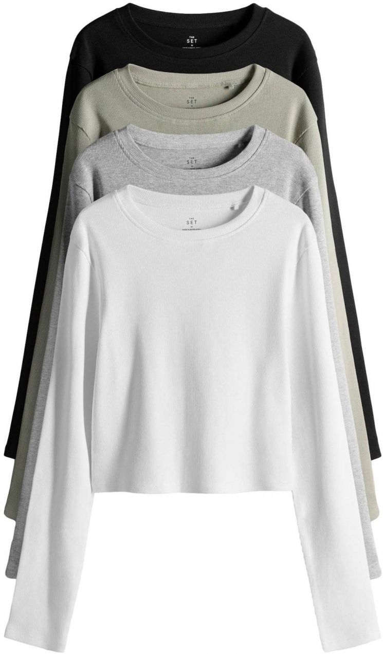 The Set Tričko  sivá / kaki / čierna / biela