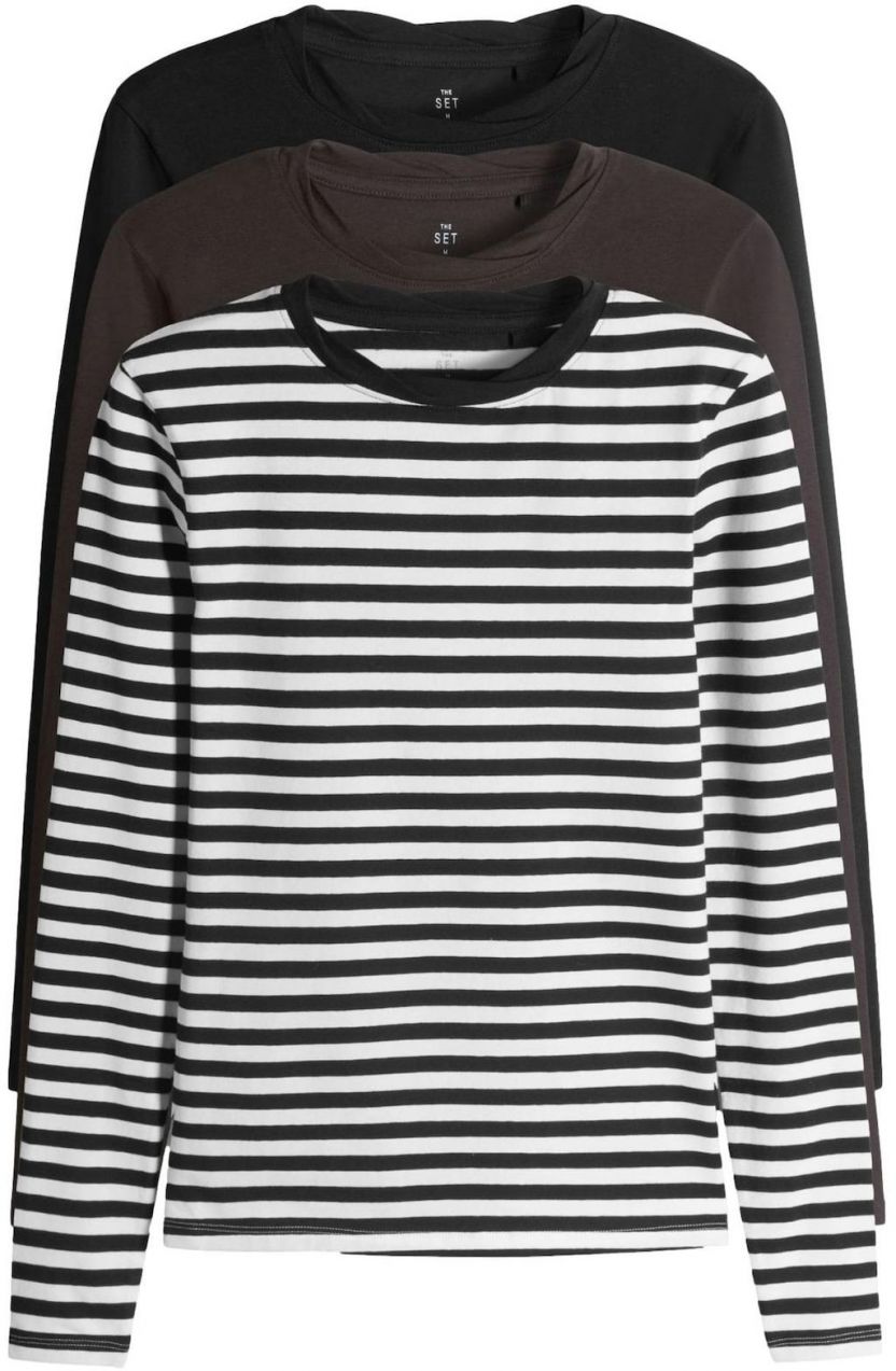 The Set Tričko  tmavohnedá / čierna / biela