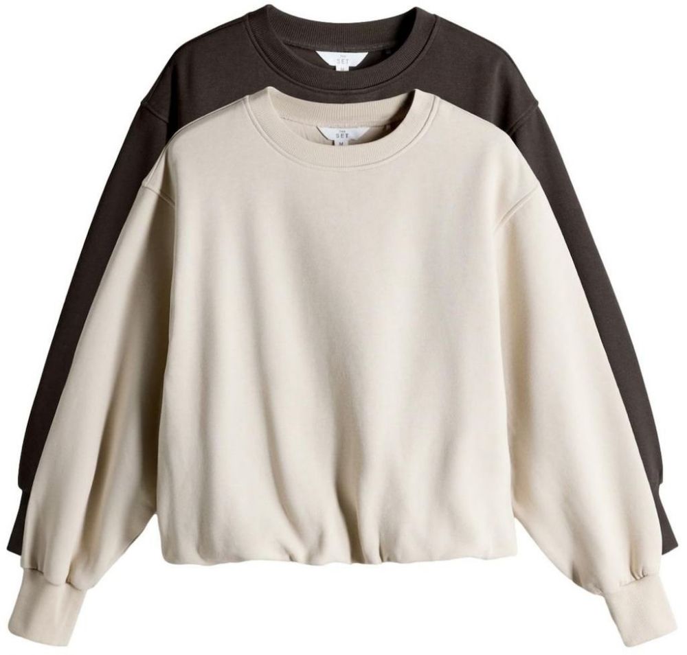 The Set Mikina  svetlobéžová / čokoládová