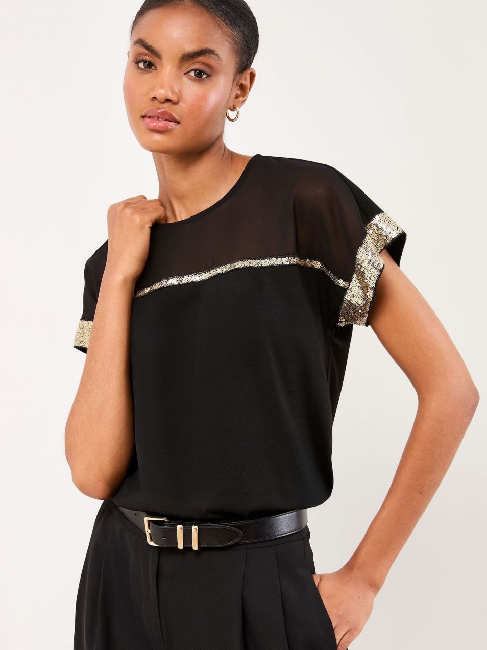 Lipsy Tričko  zlatá / čierna