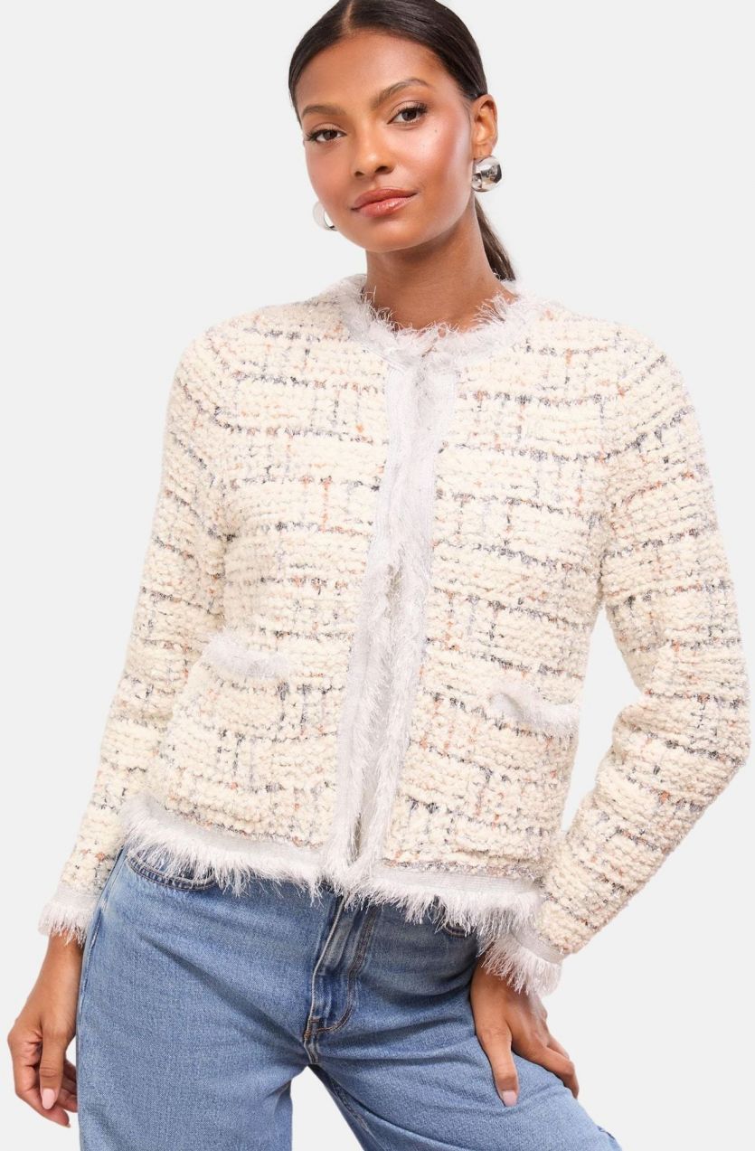 Lipsy Kardigán  tmavošedá / svetlooranžová / biela