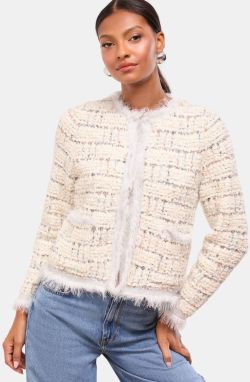 Lipsy Kardigán  tmavošedá / svetlooranžová / biela