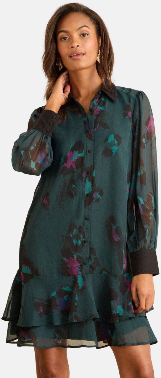 love & roses Košeľové šaty  petrolejová / neónovo fialová / čierna