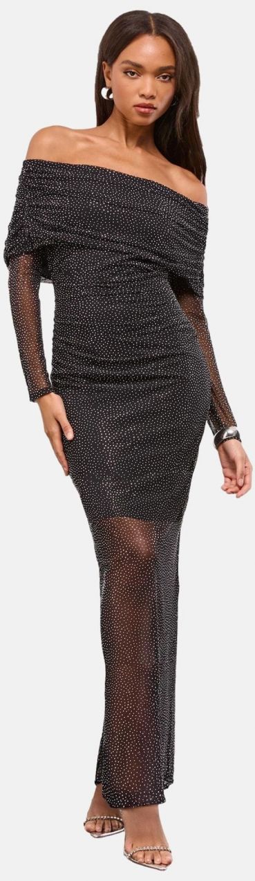 Lipsy Večerné šaty  čierna / strieborná