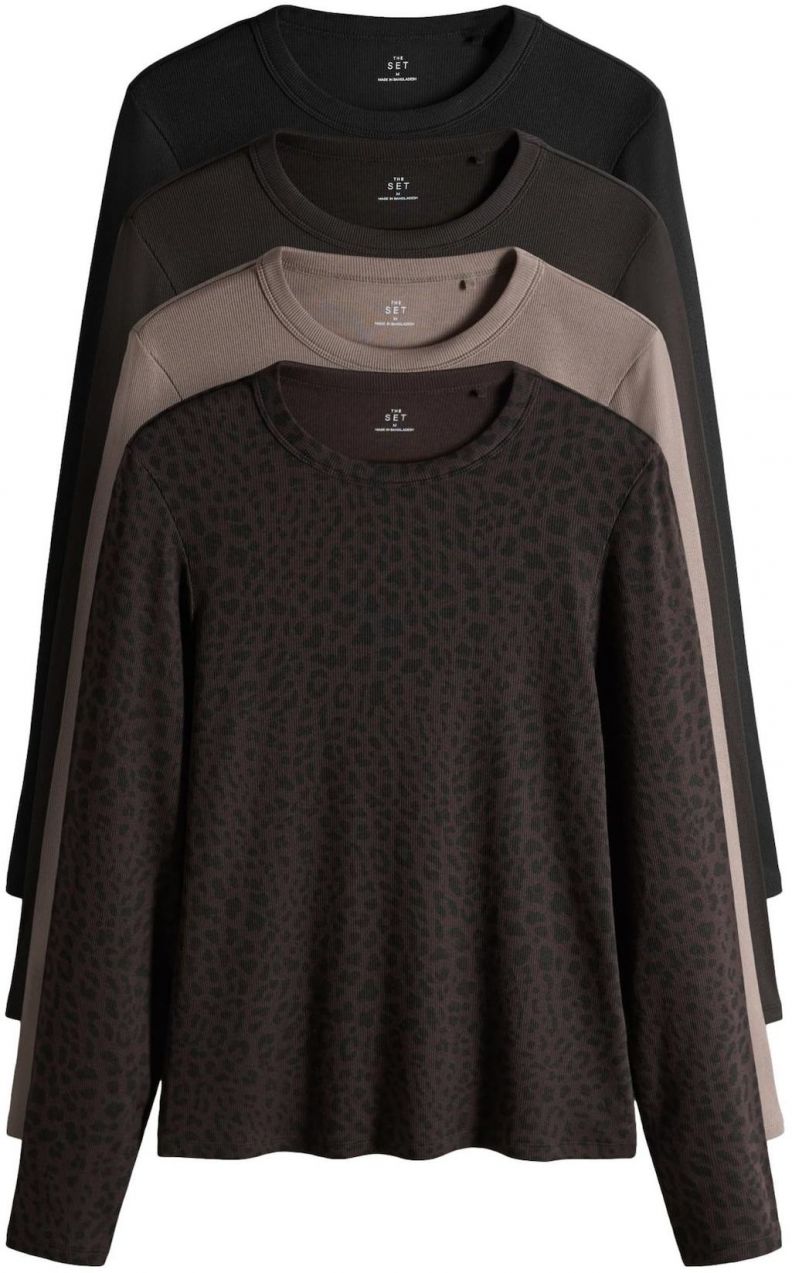 The Set Tričko  béžová / kapučíno / tmavohnedá / čierna