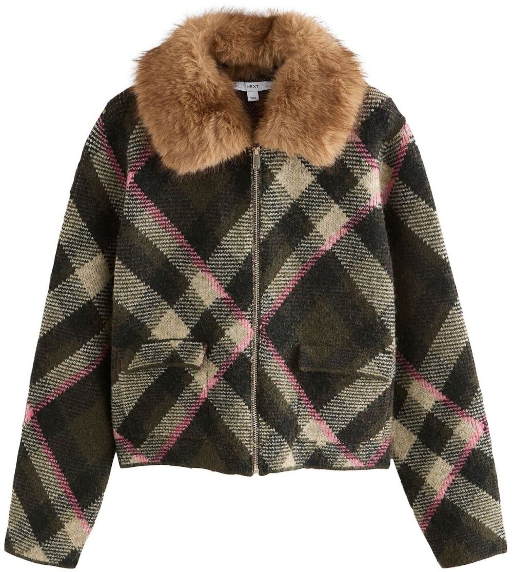 Next Prechodná bunda  kaki / olivová / tmavozelená / svetloružová