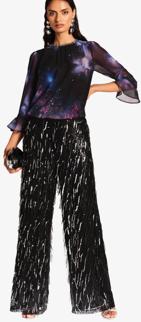 love & roses Blúzka  svetlomodrá / levanduľová / čierna