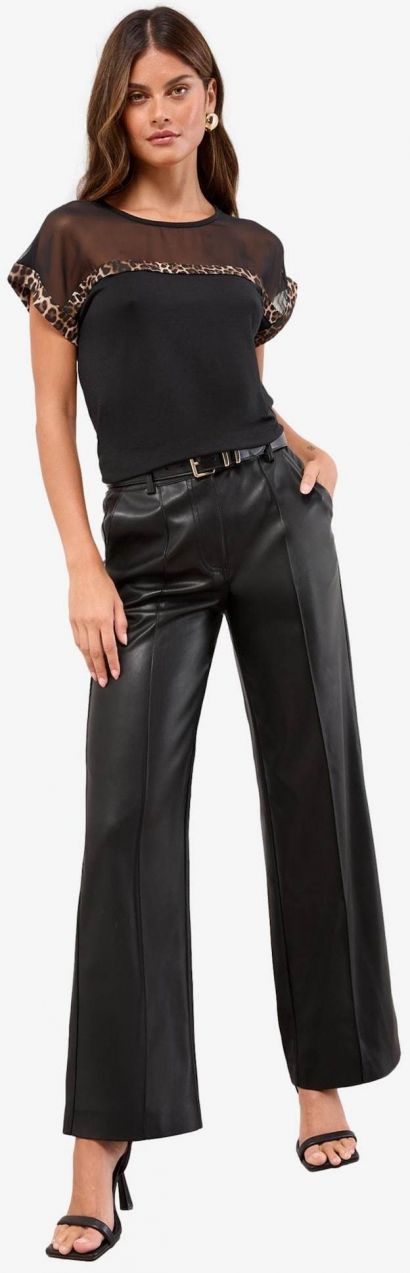 Lipsy Tričko  krémová / hnedá / čierna