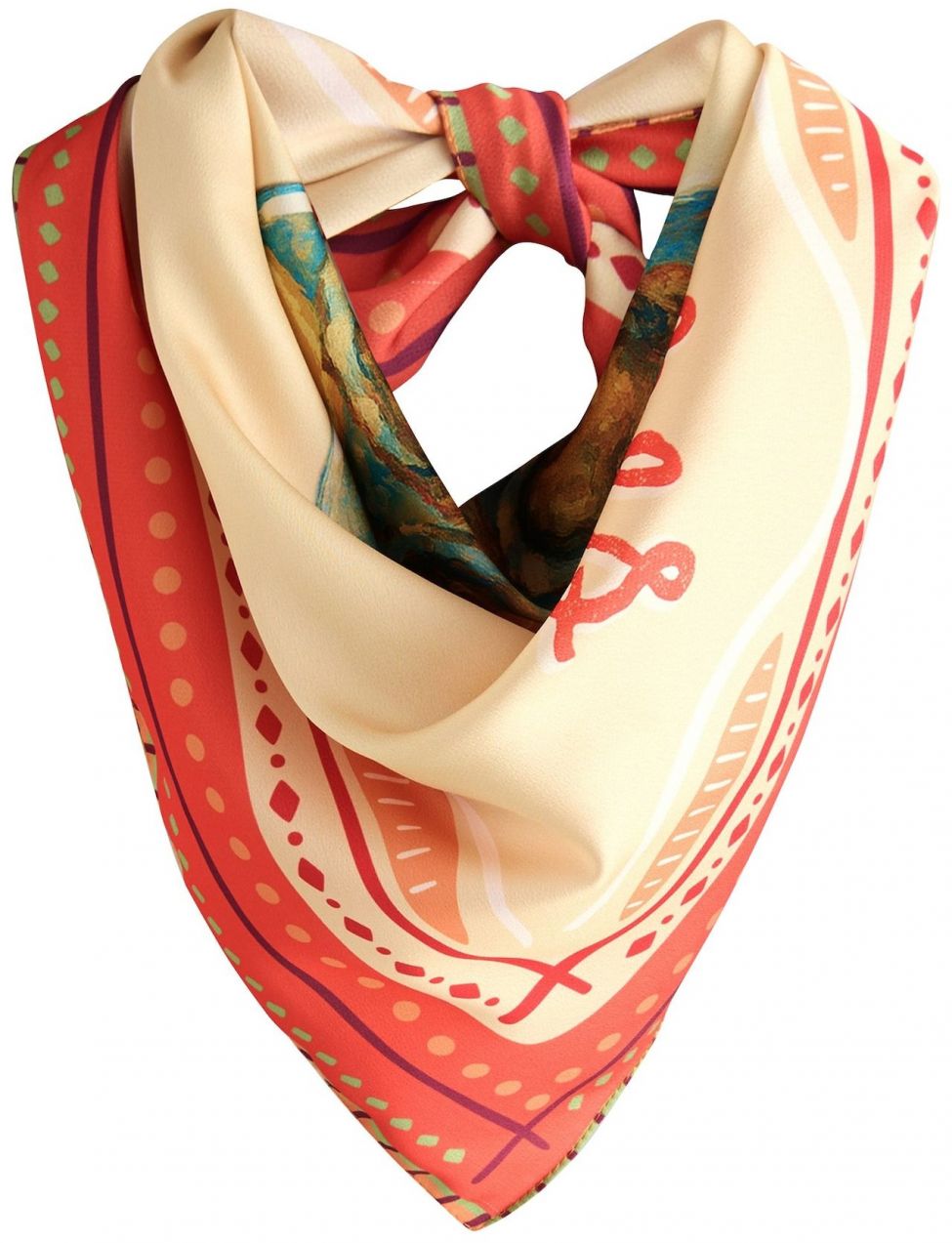 Next Šál  béžová / hnedá / smaragdová / červená