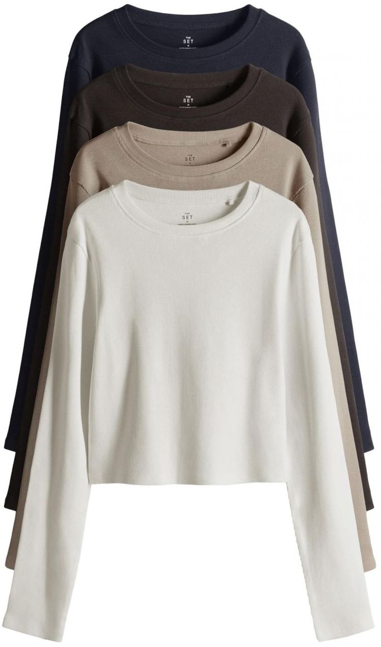 The Set Tričko  námornícka modrá / tmavohnedá / tmavošedá / biela