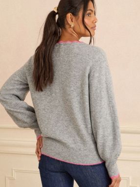 love & roses Sveter  nebielená / sivá melírovaná / ružová / čierna