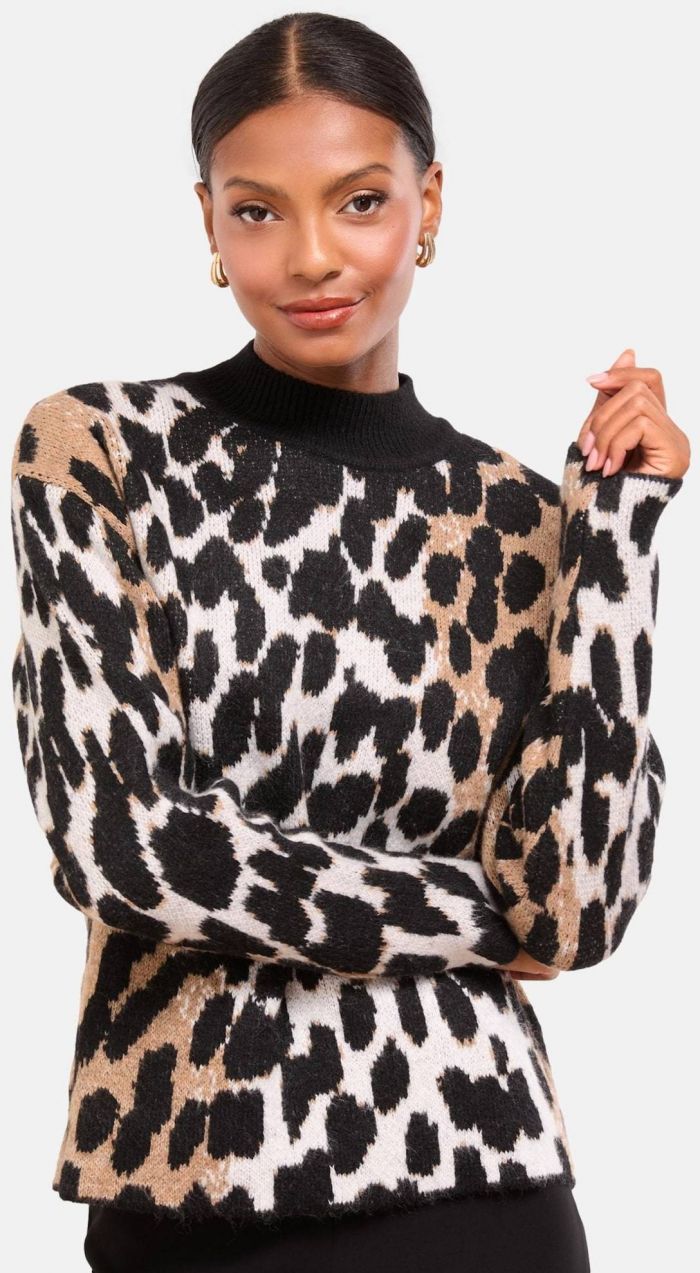 Lipsy Sveter  svetlohnedá / čierna / biela