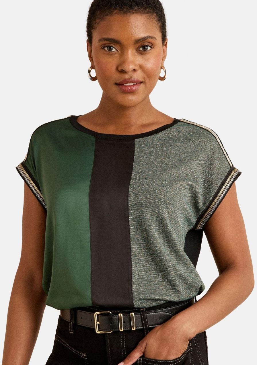 love & roses Tričko  zelená / zelená melírovaná / čierna