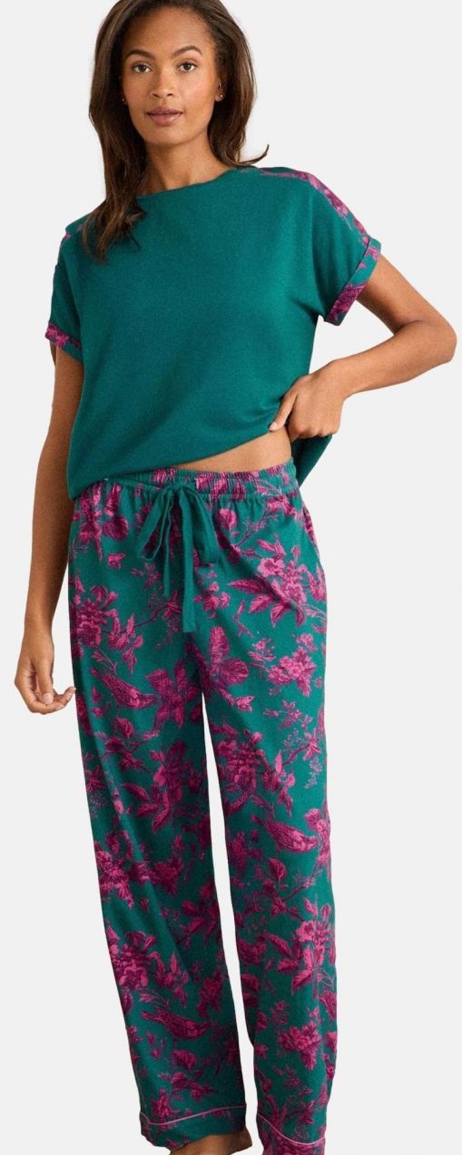 love & roses Pyžamo  petrolejová / černicová / ružová