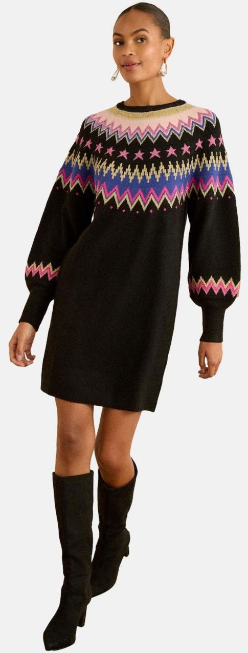 love & roses Pletené šaty  tmavomodrá / svetložltá / ružová / čierna