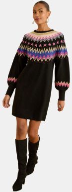 love & roses Pletené šaty  tmavomodrá / svetložltá / ružová / čierna