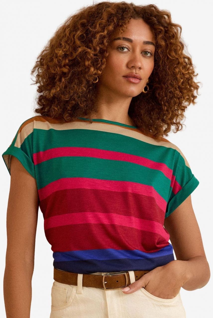 love & roses Tričko  béžová / tmavozelená / purpurová / červená