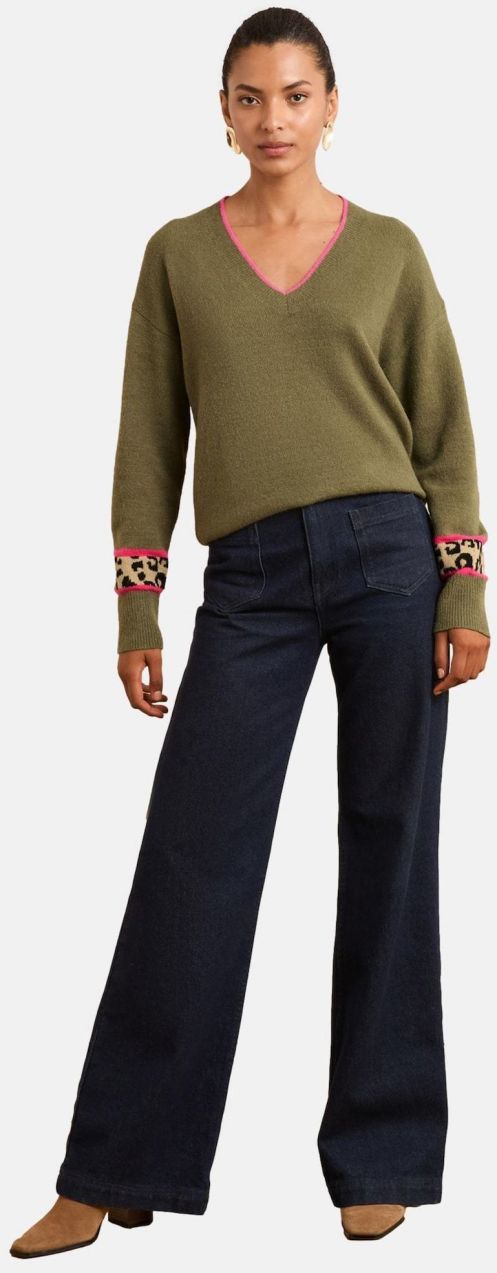 love & roses Sveter  piesková / kaki / ružová / čierna