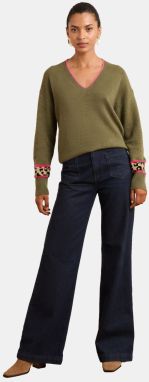 love & roses Sveter  piesková / kaki / ružová / čierna