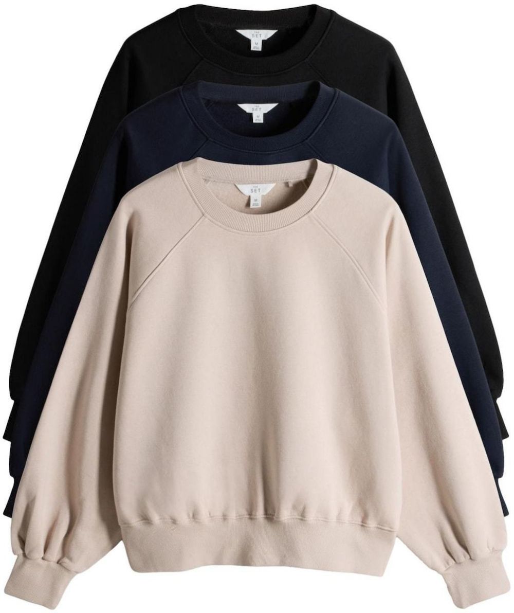 The Set Mikina  krémová / námornícka modrá / čierna