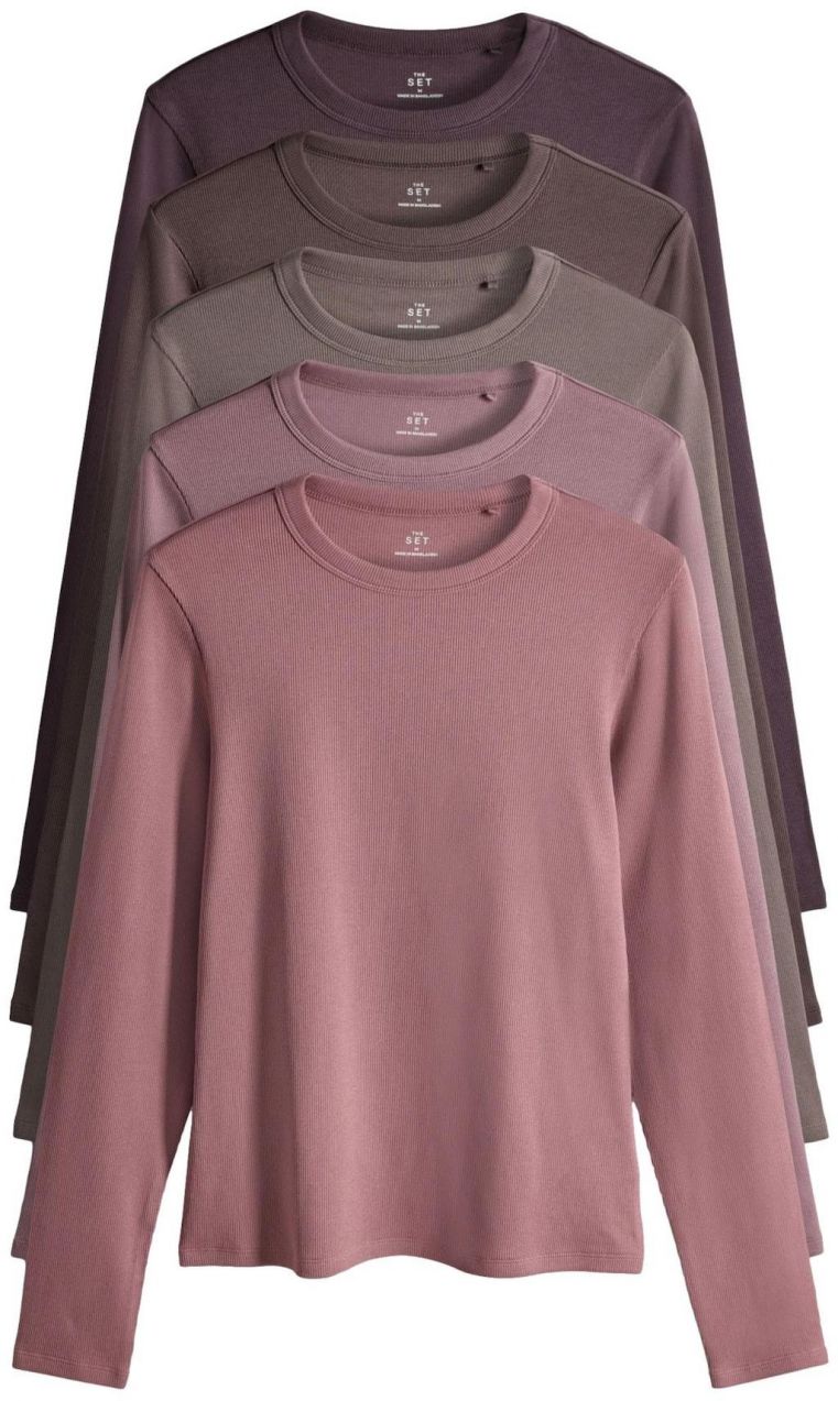 The Set Tričko  hnedá / sivobéžová / baklažánová / staroružová / červená