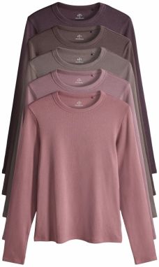 The Set Tričko  hnedá / sivobéžová / baklažánová / staroružová / červená