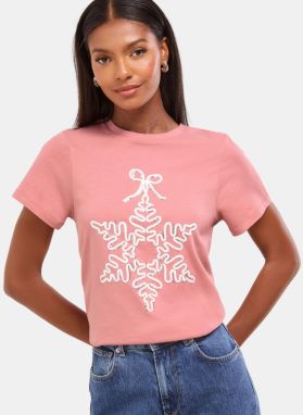 Lipsy Tričko  lososová / strieborná / biela