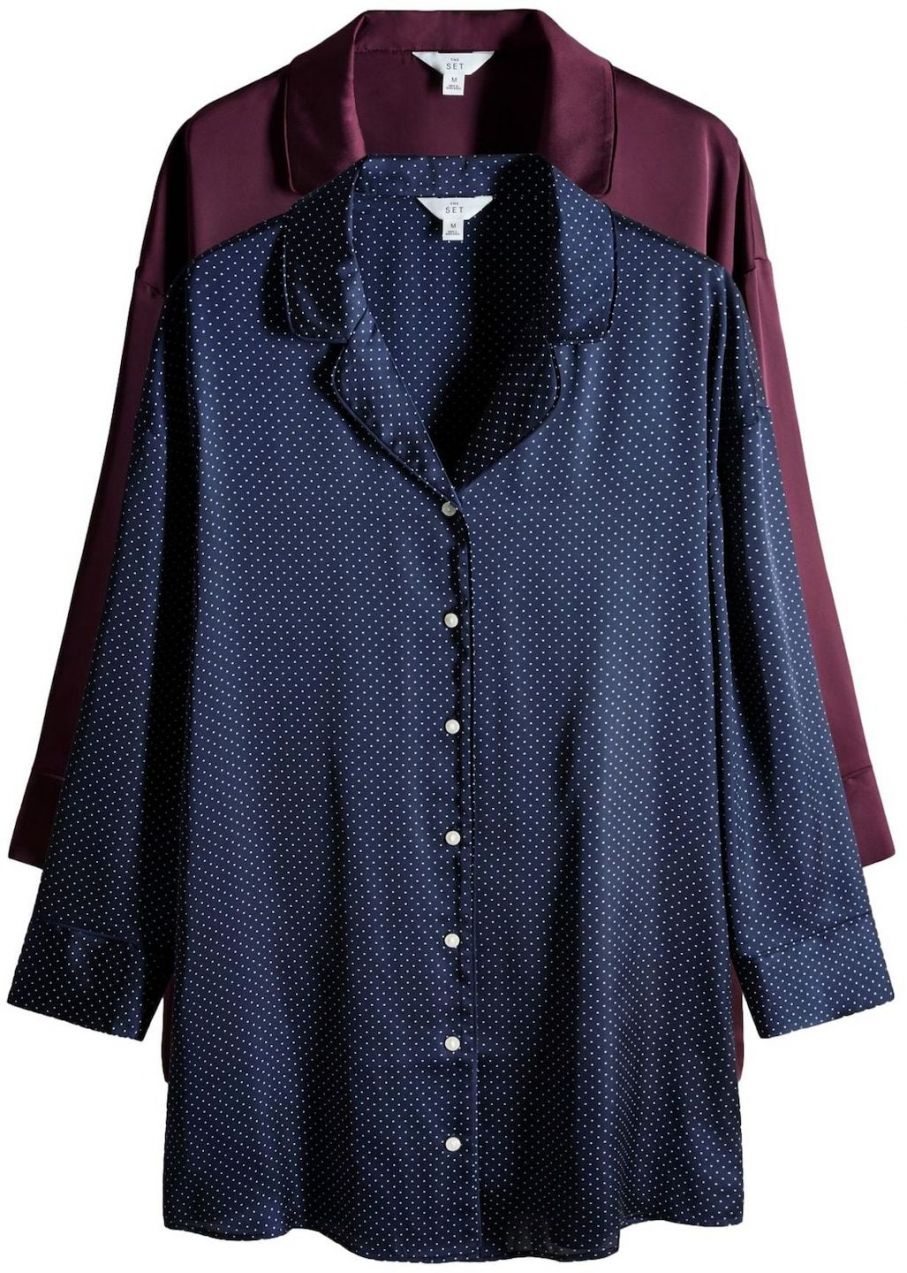 The Set Nočná košieľka  námornícka modrá / bordová / biela