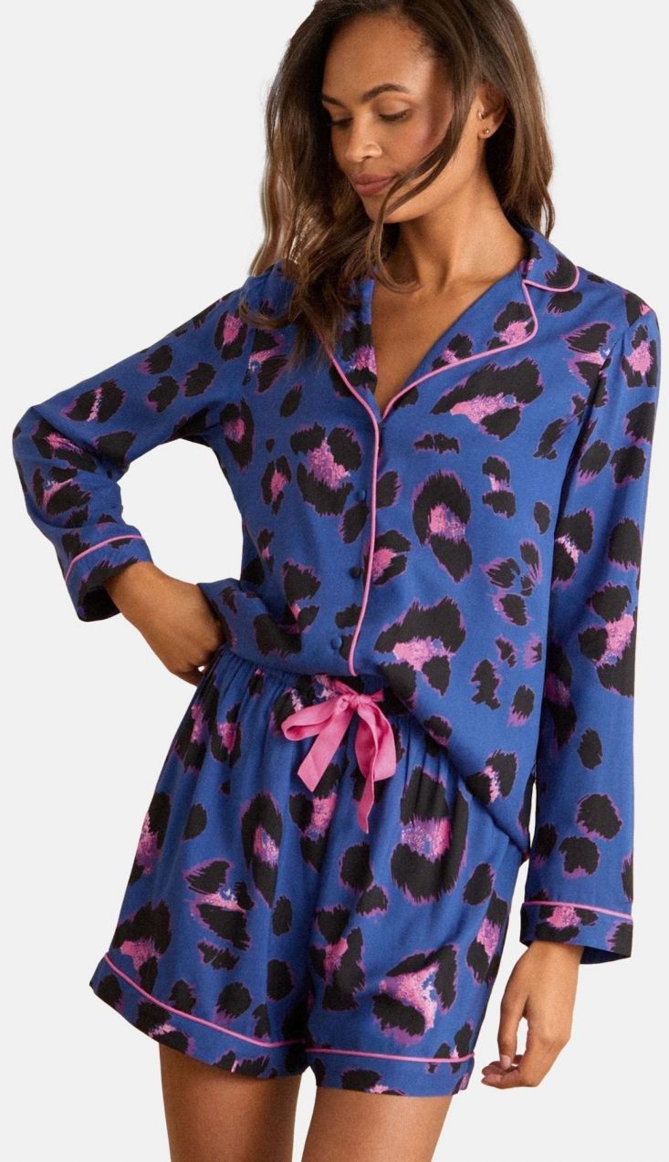 love & roses Pyžamo  tmavomodrá / ružová / čierna