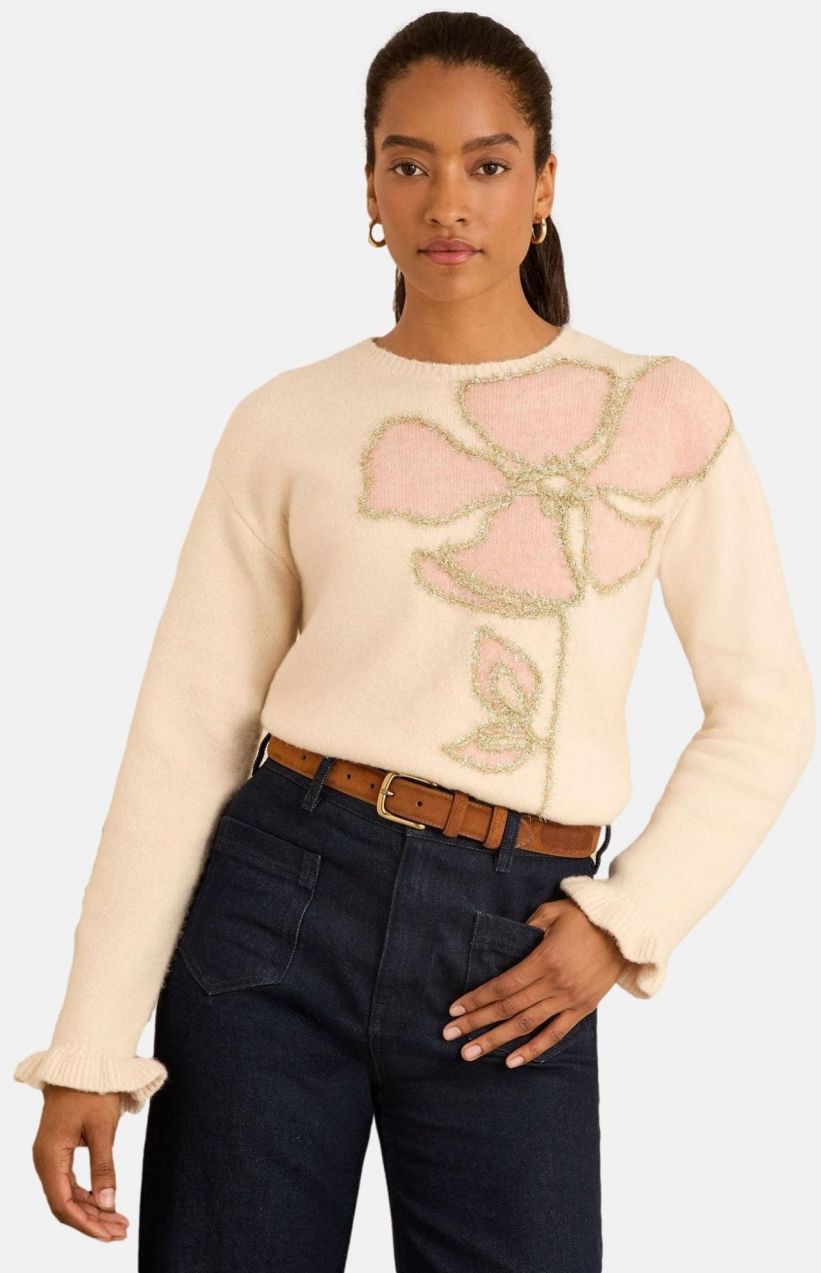 love & roses Sveter  telová / žltá melírovaná / pastelovo červená