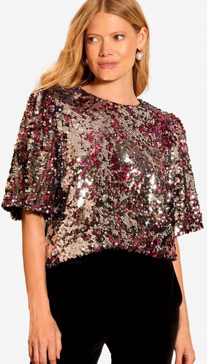 love & roses Blúzka  zlatá / tmavoružová