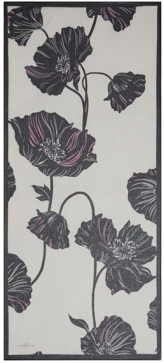 love & roses Šál  sivá / ružová / čierna