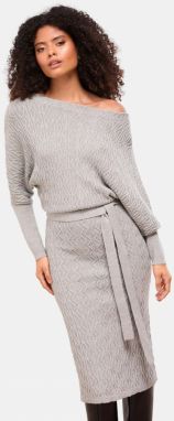 Lipsy Pletené šaty  svetlosivá