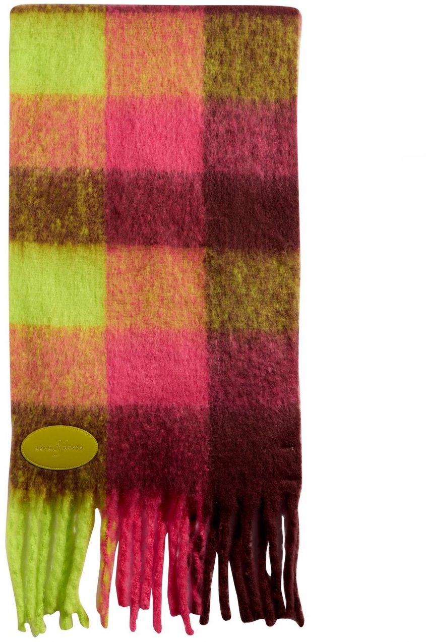 love & roses Šál  neónovo zelená / malinová / bordová