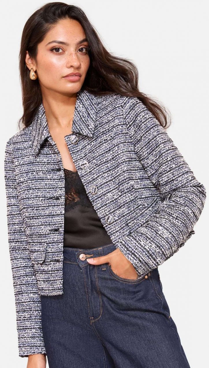 Friends Like These Prechodná bunda 'Boucle Trophy'  modrofialová / čierna / biela