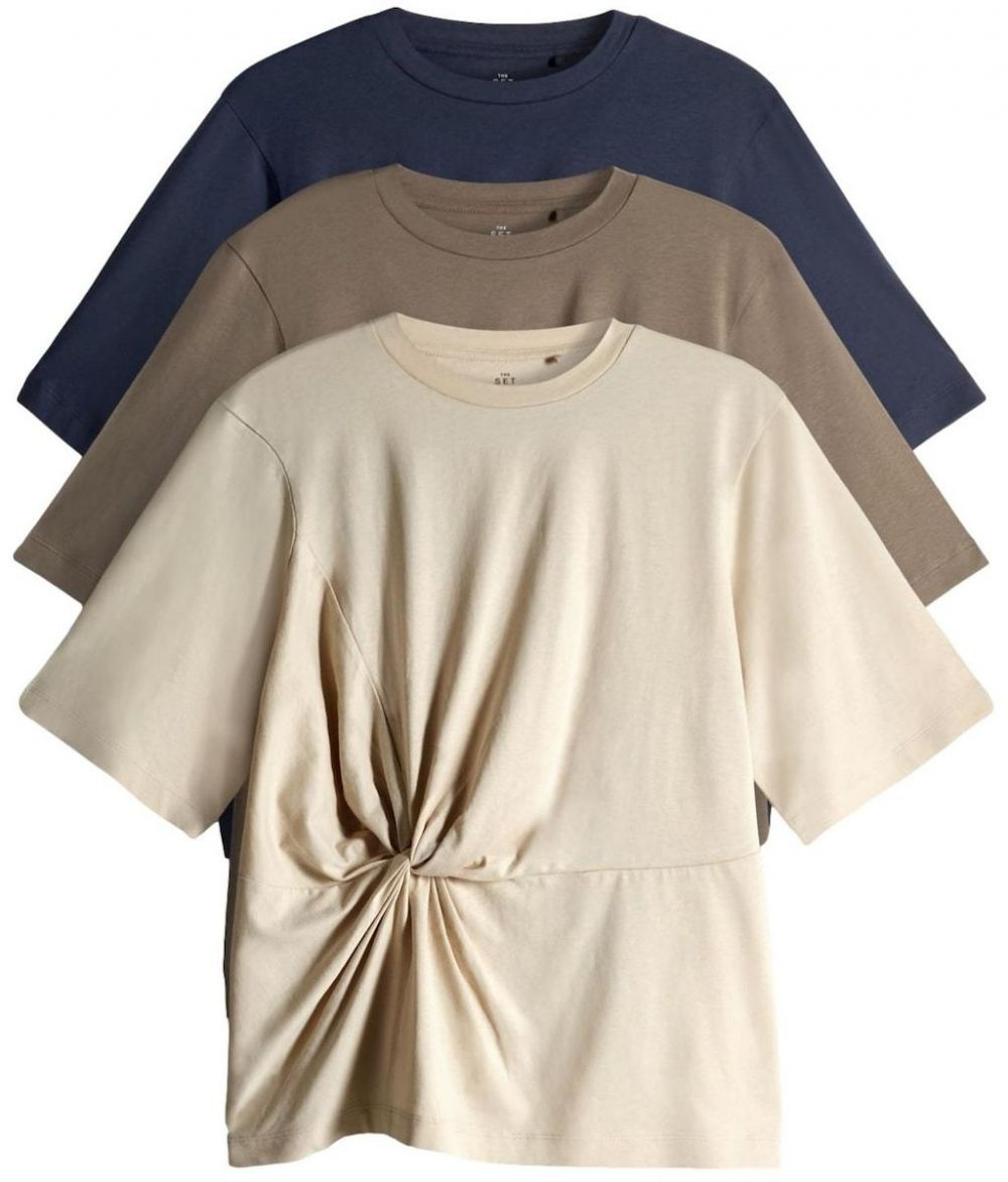 The Set Tričko  piesková / námornícka modrá / hnedá