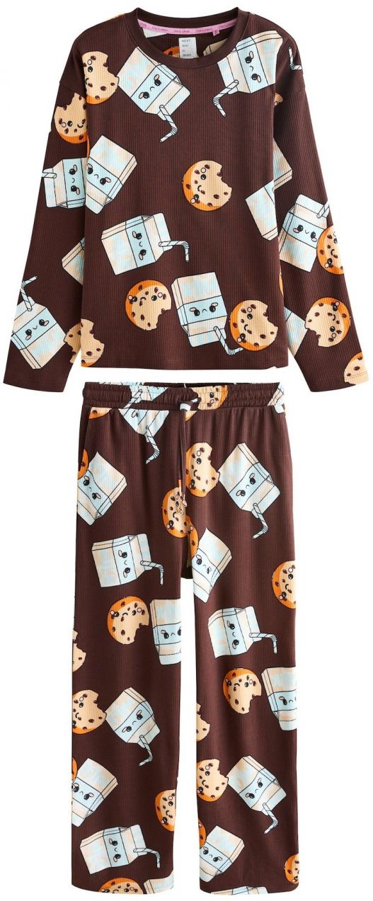 Next Pyžamo  svetlomodrá / hnedá / oranžová